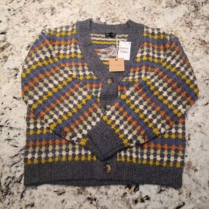 Blu Pepper Gray and Orange Cardigan Sweater